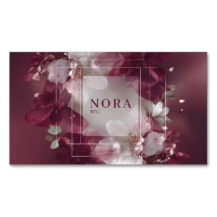Botanisches Magenta Florales Abstract Weißer Rahme Magnetische Visitenkarte