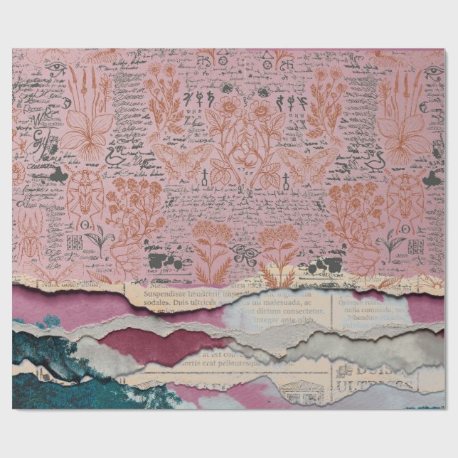 botanisches Manuskriptepapier Geschenkpapier (Flach)