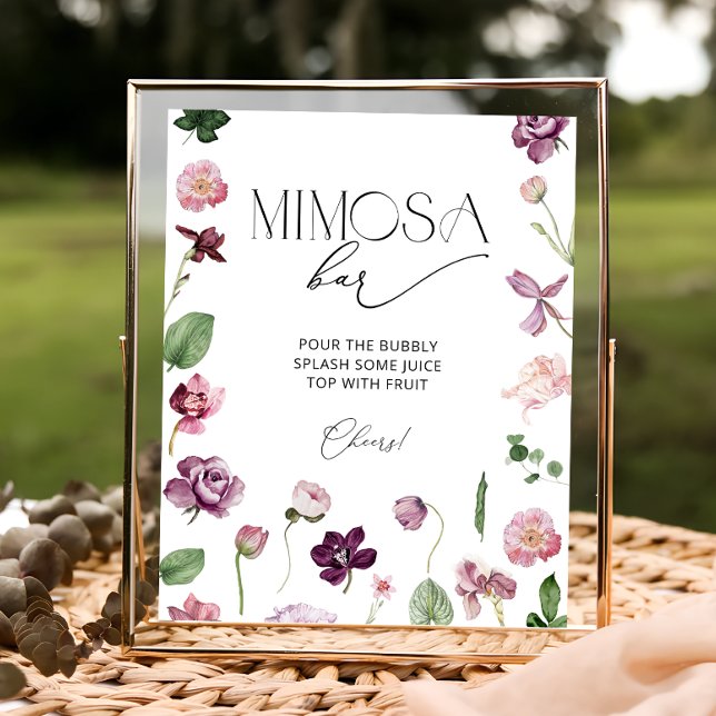 Botanisches Mimosa Bar Drink Zeichen Poster (Von Creator hochgeladen)