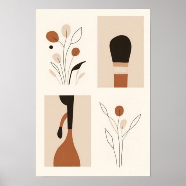 Botanisches minimalistisches Wandkunst-Set | Abstr Poster (Vorne)