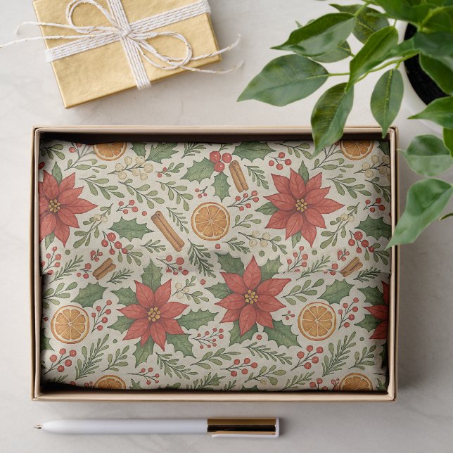 Botanisches Mistletoe Klassisches Blumenmuster Seidenpapier (Geschenk)