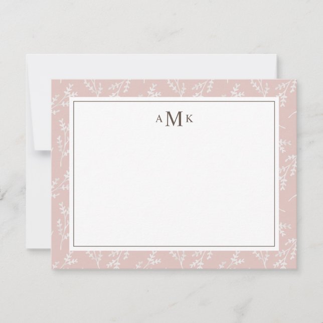 Botanisches Mit Monogramm elegantes Roush Mitteilungskarte (Vorderseite)