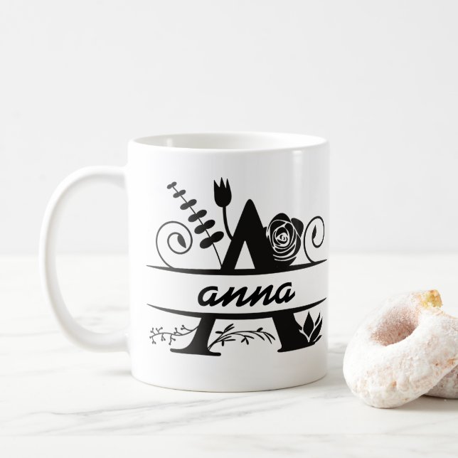 Botanisches Monogramm A " ANNA " Kaffeetasse (Mit Donut)