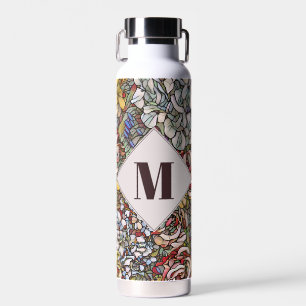 Botanisches Monogramm aus verkettetem Glas Trinkflasche