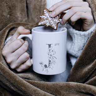 Botanisches Monogramm   Benutzerdefiniertes Textel Kaffeetasse