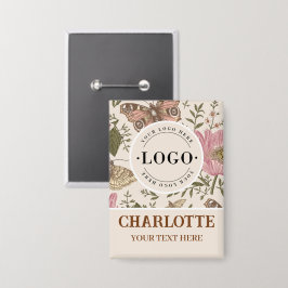 Botanisches Monogramm der modernen trendy Wildblum Button