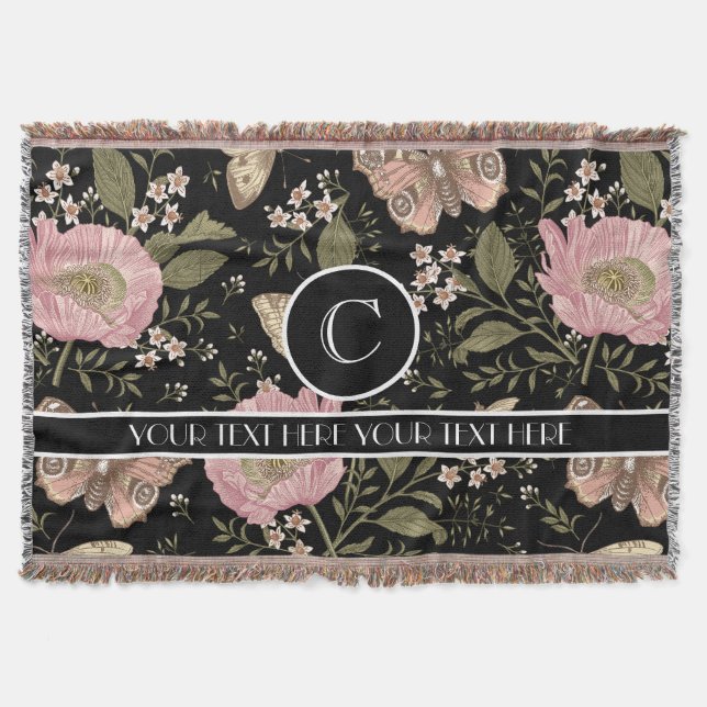 Botanisches Monogramm der modernen trendy Wildblum Decke (Vorderseite)