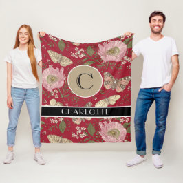 Botanisches Monogramm der modernen trendy Wildblum Fleecedecke