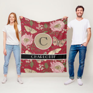 Botanisches Monogramm der modernen trendy Wildblum Fleecedecke