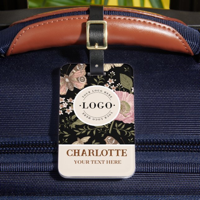 Botanisches Monogramm der modernen trendy Wildblum Gepäckanhänger (Vorderseite Insitu 2)