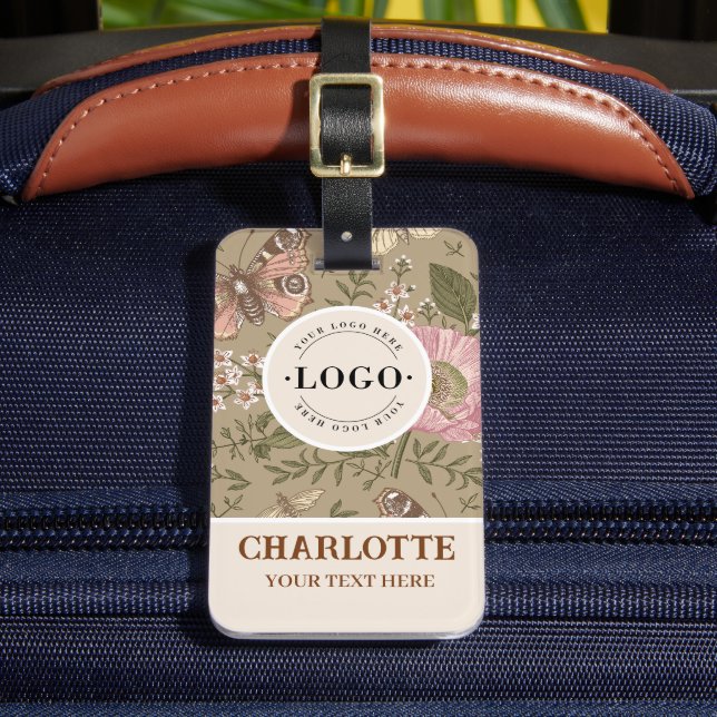 Botanisches Monogramm der modernen trendy Wildblum Gepäckanhänger (Vorderseite Insitu 2)