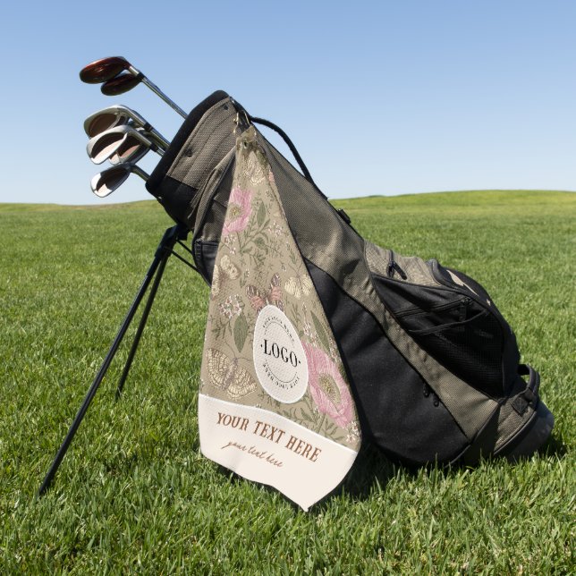 Botanisches Monogramm der modernen trendy Wildblum Golfhandtuch (Gras)