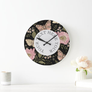 Botanisches Monogramm der modernen trendy Wildblum Große Wanduhr