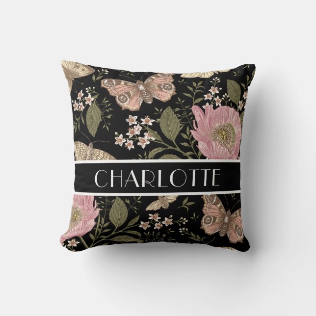 Botanisches Monogramm der modernen trendy Wildblum Kissen (Vorderseite)