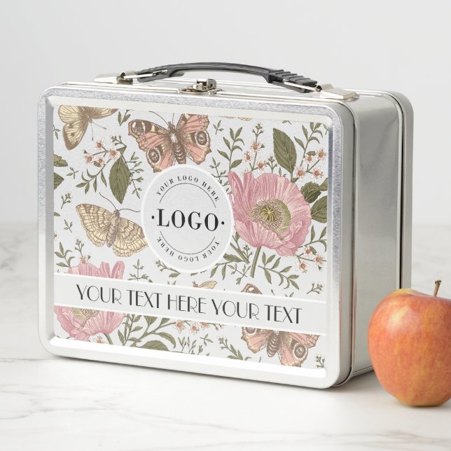 Botanisches Monogramm der modernen trendy Wildblum Metall Brotdose (Beispiel)