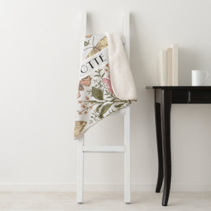 Botanisches Monogramm der modernen trendy Wildblum Sherpadecke
