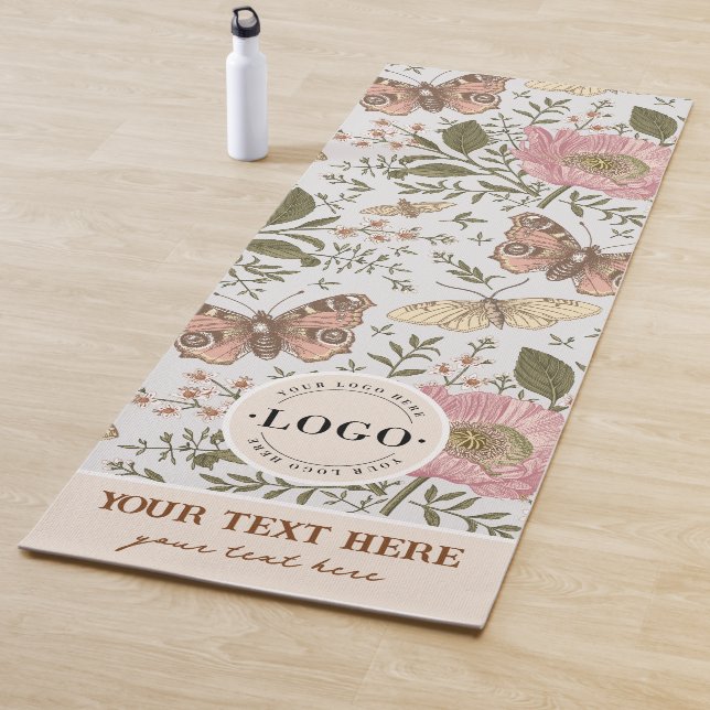 Botanisches Monogramm der modernen trendy Wildblum Yogamatte (Beispiel)