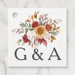 Botanisches Monogramm Fall Watercolor Geschenkanhänger