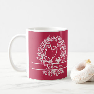 Botanisches Monogramm mit Blumenmuster - Eleganter Kaffeetasse