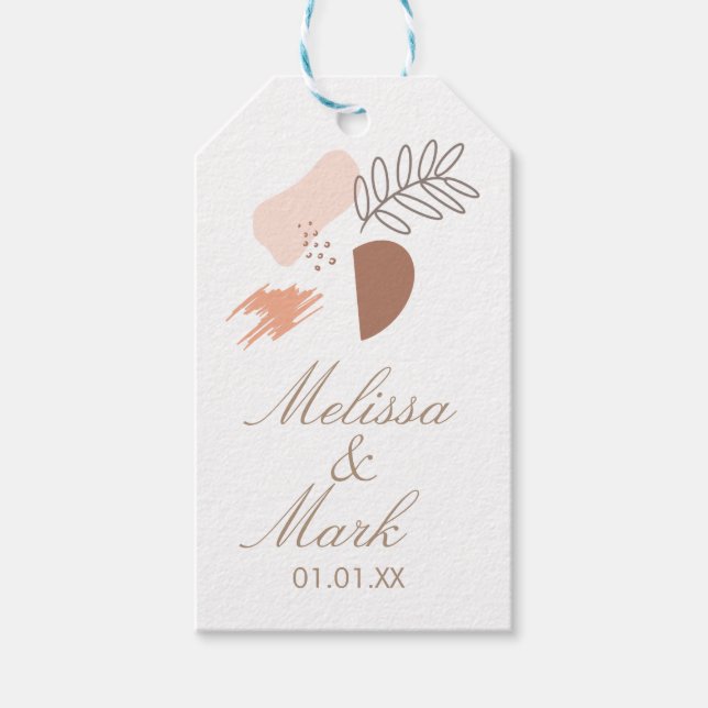 Botanisches Monogramm mit minimaler geometrischer  Geschenkanhänger (Vorderseite)