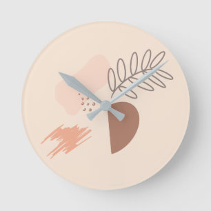 Botanisches Monogramm mit minimaler geometrischer  Runde Wanduhr