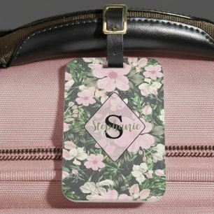 Botanisches Monogramm, Vintag lush pink Gepäckanhänger
