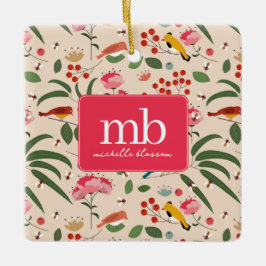 Botanisches Monogramm von handgezogenen Blütenbien Keramikornament