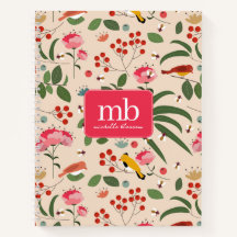 Botanisches Monogramm von handgezogenen Blütenbien