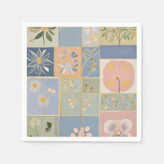 Botanisches Mosaik in Blüte Serviette