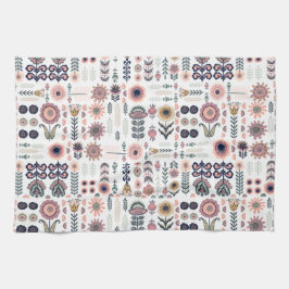 Botanisches Muster der Folkkunst Geschirrtuch