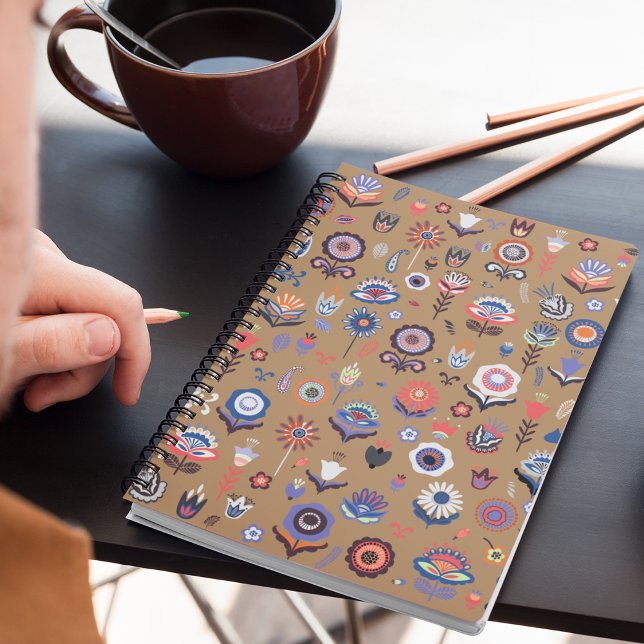 Botanisches Muster der Folkkunst Notizbuch (Folk Art Botanical Seamless Pattern Notebook)