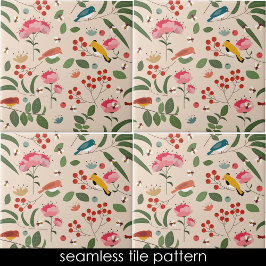 Botanisches Muster der handgezogenen Blütenbienen Fliese