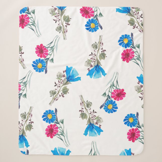 Botanisches Muster der hellrosa Quelle Sherpadecke (Vorderseite)