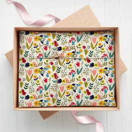 Botanisches Muster der hübschen Blütenfeder Seidenpapier