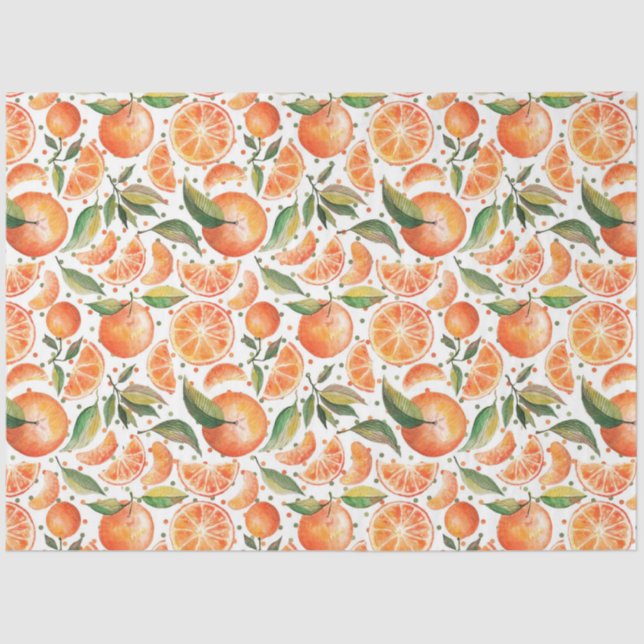 Botanisches Muster des Orangenzitrus Seidenpapier (Vorderseite)