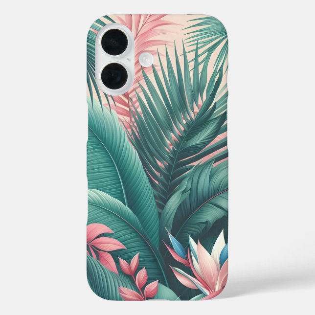 Botanisches Muster des tropischen Paradieses iPhone 16 Hülle (Rückseite)