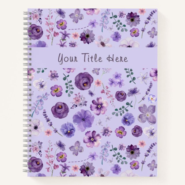 Botanisches Muster für Lilac Floral Notizbuch (Vorderseite)