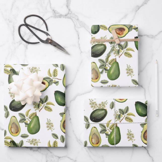 Botanisches Muster Geschenkpapier Set (Vorderseite)