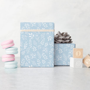 Botanisches Muster hellblau - Papierrollen Geschenkpapier
