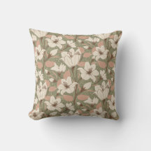 Botanisches Muster in grüner Beige Lilienflora