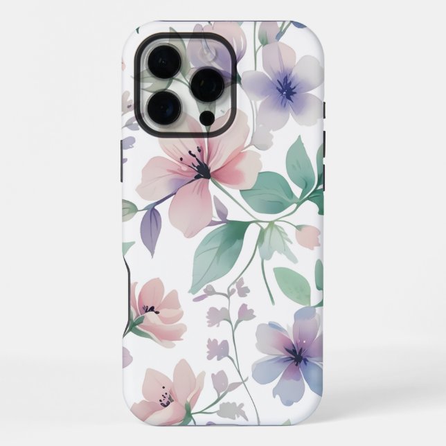 Botanisches Muster, Pastellfarbe iPhone 16 Pro Max Hülle (Rückseite)