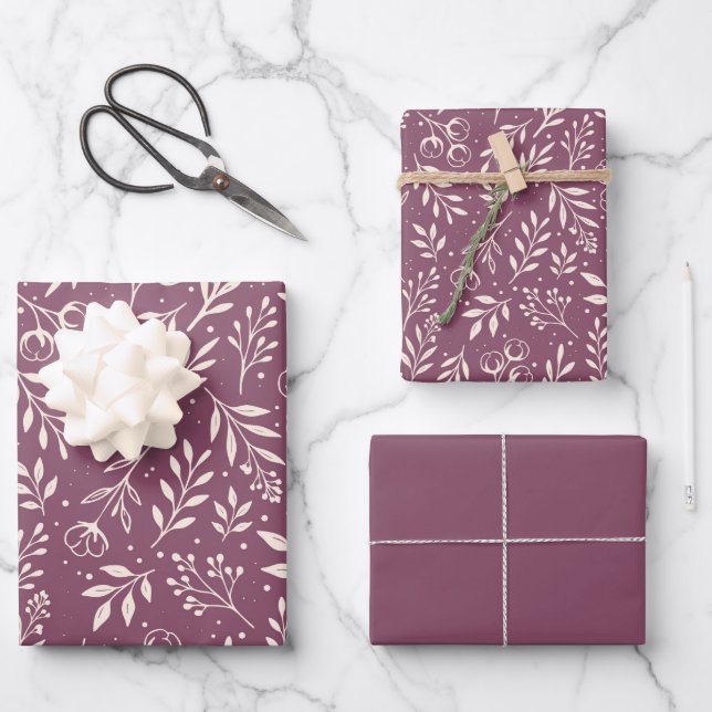 Botanisches Muster - Set für Wrapping Paper Geschenkpapier Set (Vorderseite)