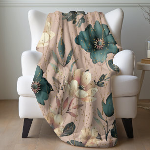 Botanisches Muster Tan Fleecedecke