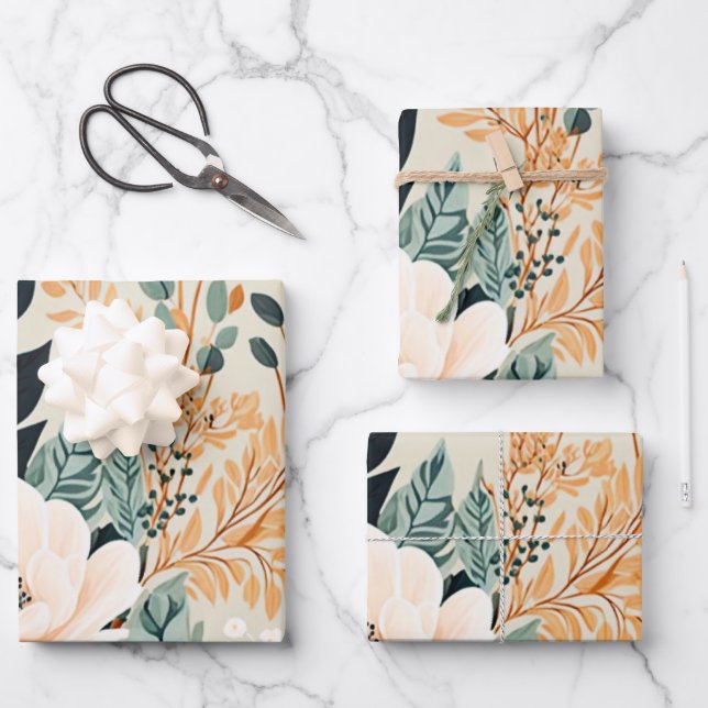 Botanisches nahtloses Muster Geschenkpapier Set (Vorderseite)