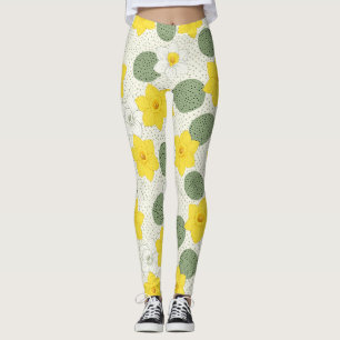 Botanisches Narzissen-Blumen-Geometrisches Muster Leggings
