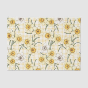 Botanisches Narzissen-Karo-Muster Seidenpapier