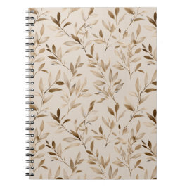 Botanisches Olivenblatt Beige Blumenmuster Notizblock