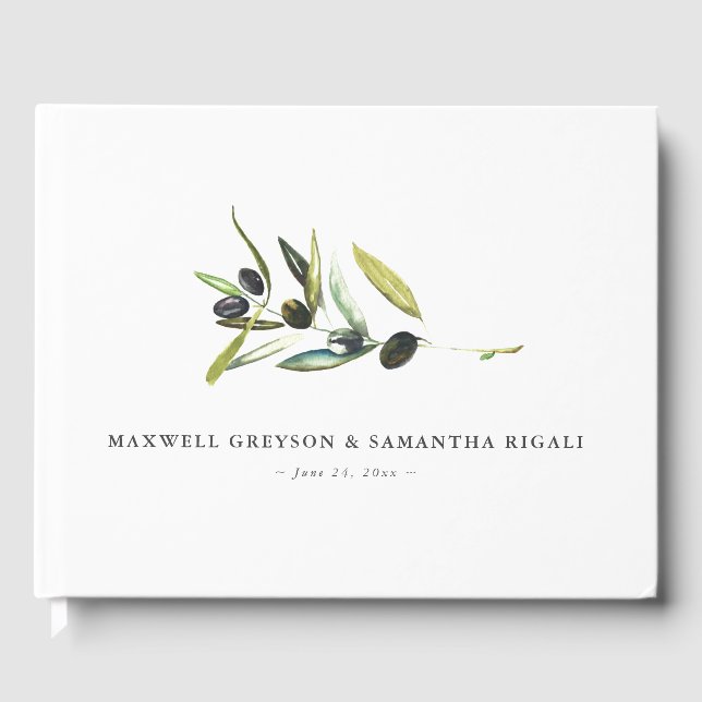 Botanisches Olivenöl Hochzeitstorch Gästebuch (Vorderseite)