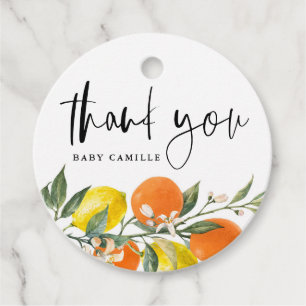 Botanisches Orange und Lemon Baby Dusche Vielen Da Geschenkanhänger