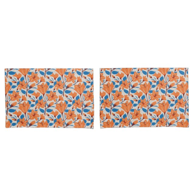 Botanisches Orangenblütenmuster Kissenbezug (Vorderseite-Set)